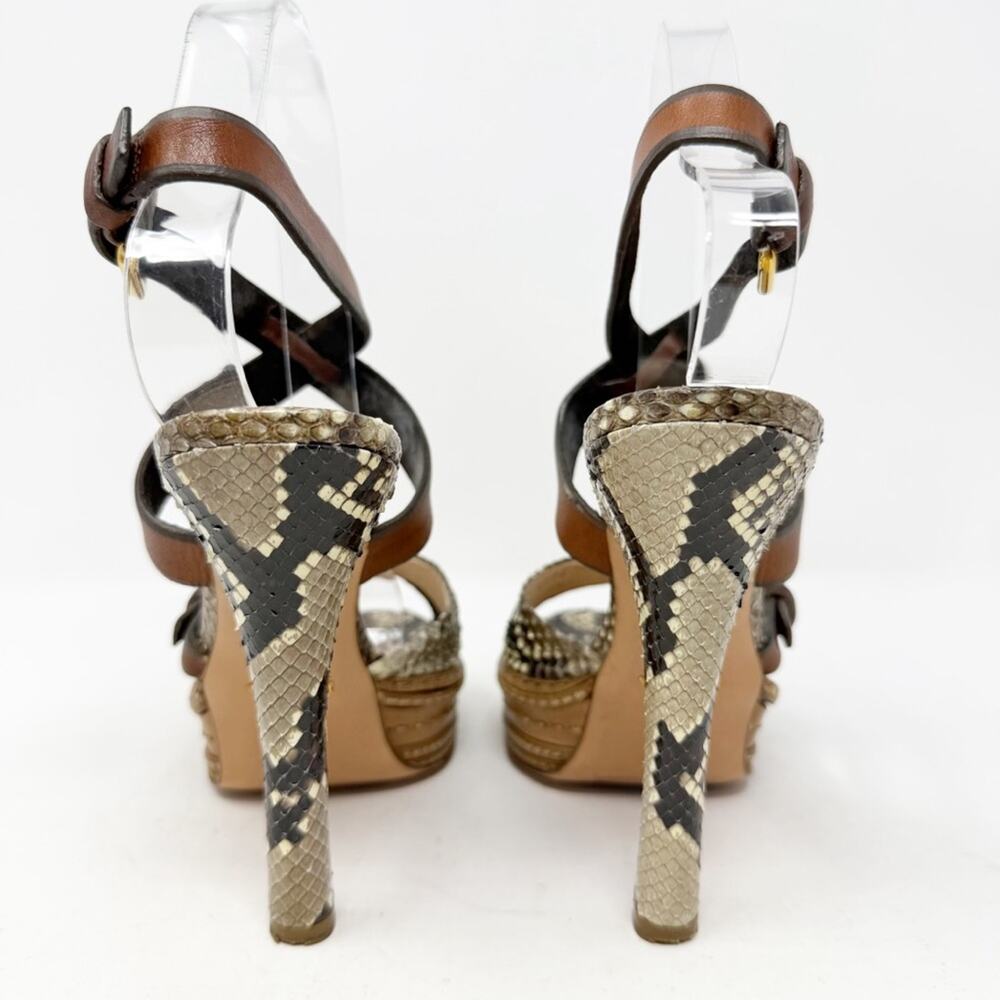 Prada Snakeskin Platform Strappy High Heels Womens Size EU 37.5 - Picture 4 of 10